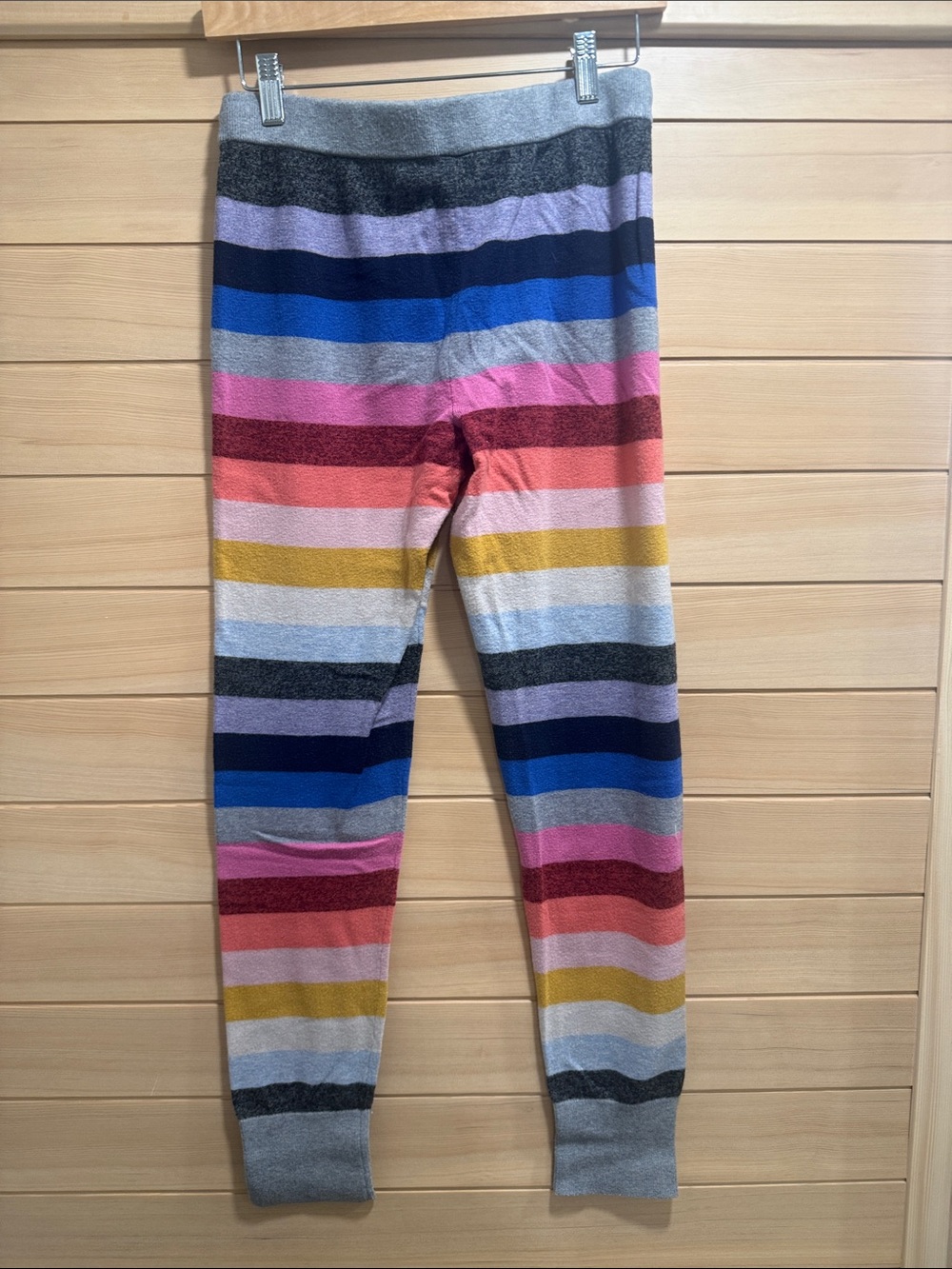 Women's Multicolor Striped Knit Pajama Pants - Gray Waist - Picture 3 of 3